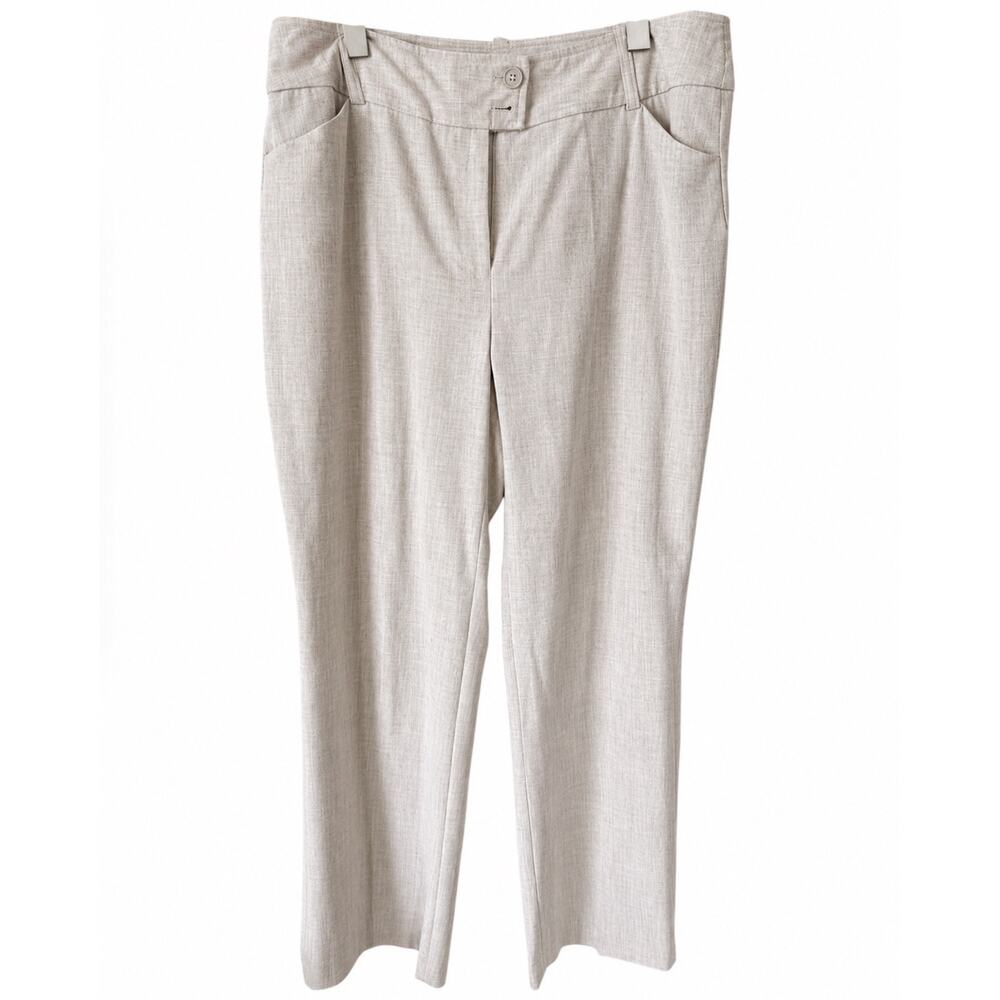 Apostrophe Vanessa Women’s Size 14 Beige Linen-Look Straight Leg Work Trousers